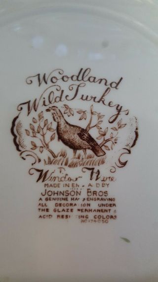 2 Johnson Brothers Woodland Wild Turkey Hens Windsor Ware Dinner Plates 10 3/4 4