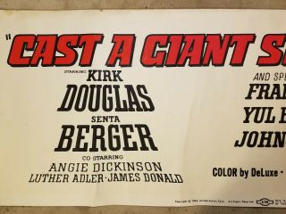 Cast A Giant Shadow Kirk Douglas Senta Berger 1966 movie poster banner 3