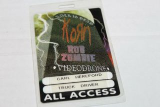 Korn Rob Zombie - Laminated Backstage Pass - Postage -