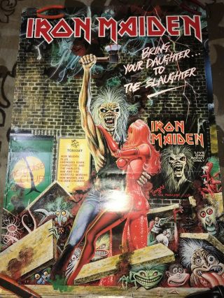 Rare Iron Maiden Poster Bring Your Daughter To The Slaughter 27x39 Inch