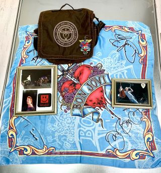 Jon Bon Jovi Vip Package Scarf Bag Photos Guitar Pick Patch Christmas Ornament