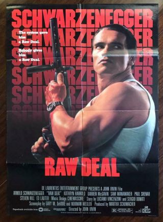 Raw Deal 1986 Arnold Schwarzenegger Commando Action Crime Movie Poster