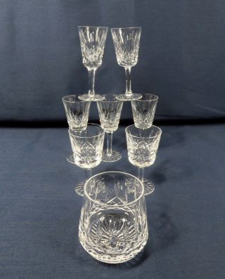 Set Of 8 Waterford Crystal Lismore 1 Roly Poly,  5 Sherry,  2 Port Wine Glasses