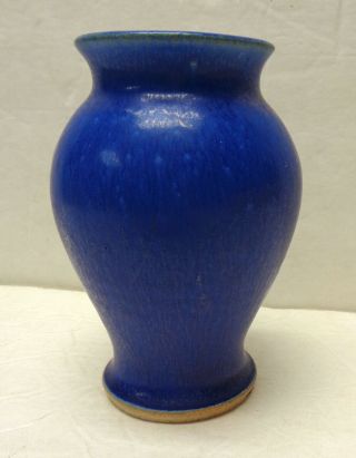 2014 Pewabic Pottery Detroit 4¾” Crystalline Blue Glaze Ceramic Vase