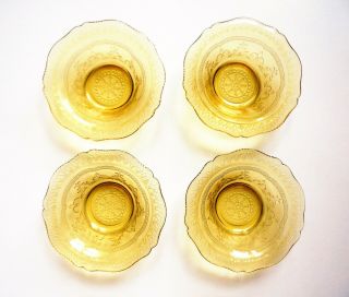 4 Federal Glass Co.  Patrician/spoke Amber 6 " Cereal Bowls