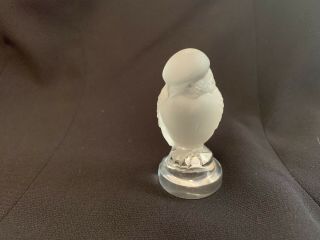 Lalique Sparrow Bird Frosted Crystal Signed Sculpture Figurine