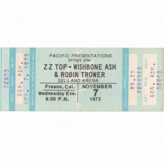 Zz Top & Wishbone Ash & Robin Trower Concert Ticket Stub 11/7/73 Procol Harum