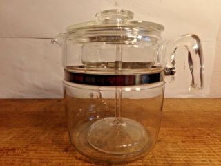 Pyrex Flameware Stovetop 9 - Cup Percolator 7759 Glass Coffee Pot Complete