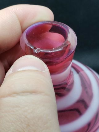 Fenton Scarce Ring Optic Cranberry Opalescent Bottle 3