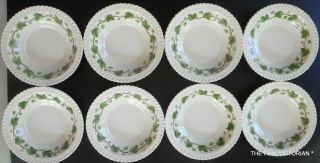 Vintage Harker Royal Gadroon Green Ivy Pattern Set Of 8 Berry Bowl Dessert Dish