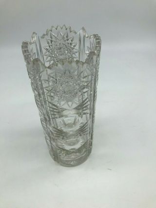 American Brilliant Cut Glass Crystal Long Stem Flower Vase Clear