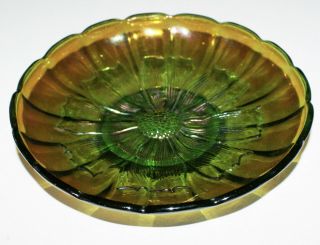 Millersburg Sunflower Pattern Carnival Glass Bowl in Green 6.  25 