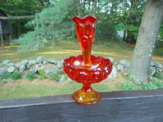 Vintage Le Smith Moon & Stars Amberina Red Glass Epergne