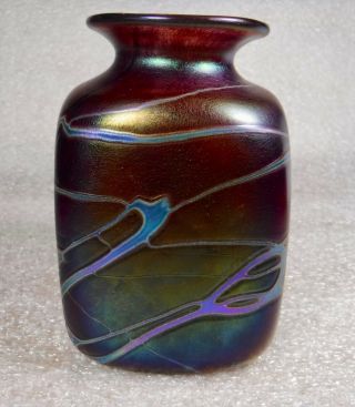 Robert Held Art Glass Vase Oil Spot Signed