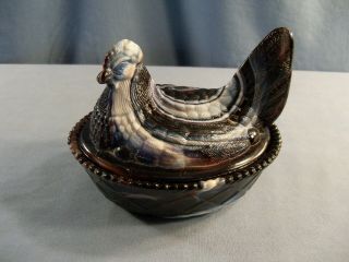 Westmoreland Purple Slag Glass Hen On The Nest Covered Candy Dish