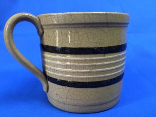 Rare Antique Yellow Ware Mug with Black and White Bands Yelloware Mug 3