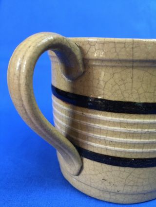 Rare Antique Yellow Ware Mug with Black and White Bands Yelloware Mug 6
