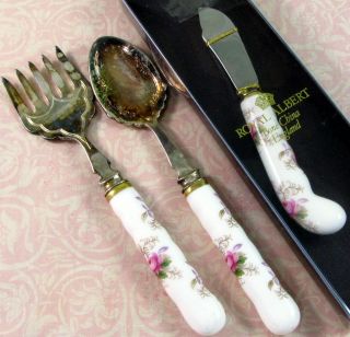 Royal Albert Lavender Rose Bone China Butter Knife,  Jam Spoon And Serving Fork