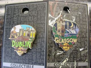Hard Rock Cafe Dublin & Glasgow Core Greetings Series 2 Pins On Card