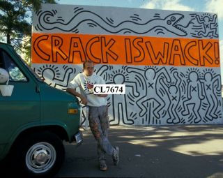 Keith Haring With An Nyc Parks Department Truck,  On The Mural 