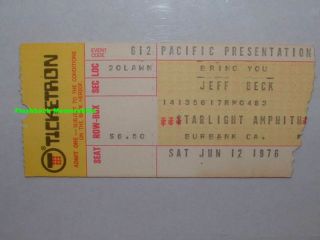 Jeff Beck 1976 Concert Ticket Stub Starlight Amphitheatre Burbank Ca Very Rare