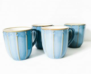 Dansk Reactic Denim Blue Set Of 4 Coffee Cups Mugs,  Retired