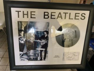 The Beatles Framed Record And Signed Pictures