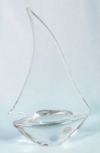 Vintage Murano Hand Blown Clear Art Glass Sailboat Sculpture 11 " H X 7 " W