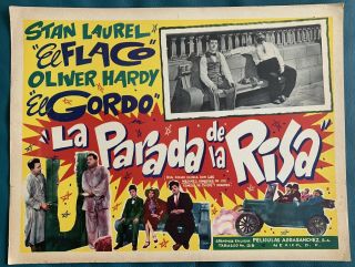 Stan Laurel And Oliver Hardy La Parada De La Risa Mexican Lobby Card