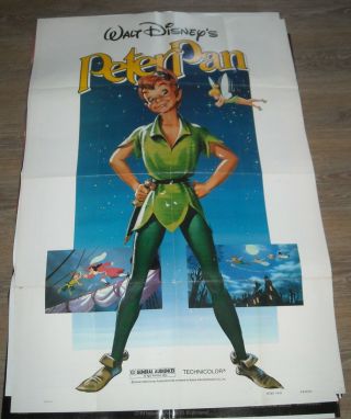 1982 Disney Peter Pan Re Release 1 Sheet Movie Poster Animated Classic Art