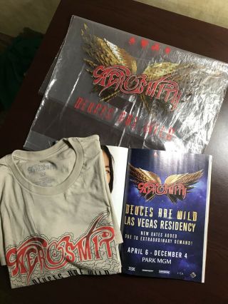 Aerosmith 2019 Official Merchandise T Shirt Park Theater Las Vegas Nevr Worn