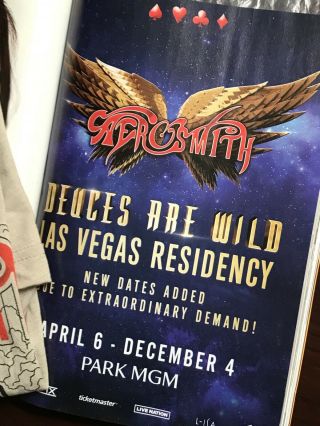 Aerosmith 2019 Official Merchandise T Shirt Park Theater Las Vegas NEVR WORN 5