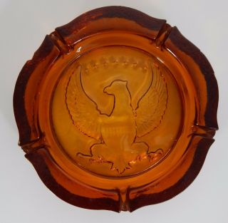 Vintage Amber Ashtray " Presidential Seal " 10 " - 25.  4 Cm Round 6 Lbs