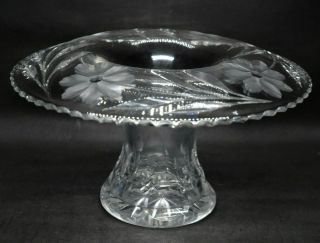 Pairpoint Viscaria Cut Glass Mushroom Vase Floral Motif Vintage Abp W/ Bonus