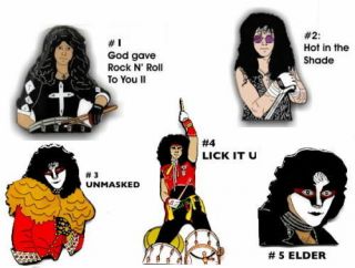 Five Exclusive Kiss Pins Plus 50 Card,  Eric Carr Trading Card Set