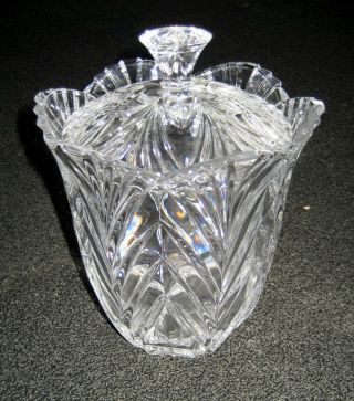 Vintage Crystal Jar With Lid Scalloped Edge Vase Cookie Biscuit Jar 6 1/2 " High