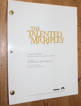 The Talented Mr.  Ripley Fyc For Your Consideration Screenplay Script