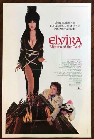 Elvira Mistress Of The Dark 1988 Horror Comedy Macabre Video Poster Nm,
