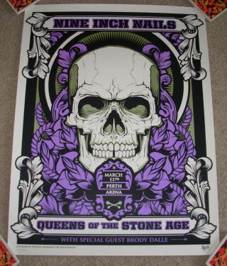 Queens Of The Stone Age Nine Inch Nails Concert Gig Poster Perth 3 - 11 - 14 2014