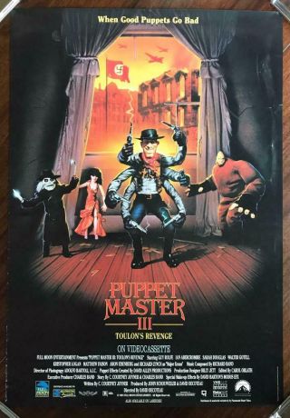 Puppet Master 3 1991 Horror Sci Fi Fantasy Vhs Video Poster Rolled Nm,