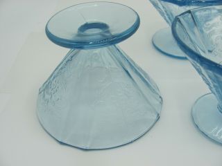 Federal Glass Sherbet Cups Dishes Blue Madrid pattern Set of 3 Footed 2.  75” 5