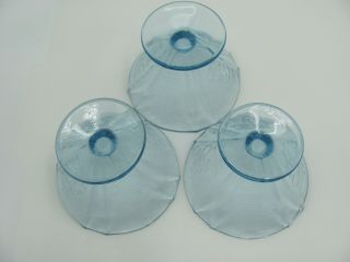 Federal Glass Sherbet Cups Dishes Blue Madrid pattern Set of 3 Footed 2.  75” 6