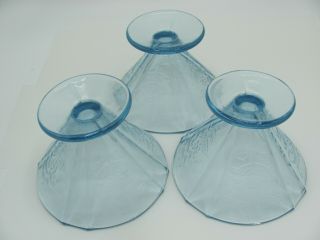 Federal Glass Sherbet Cups Dishes Blue Madrid pattern Set of 3 Footed 2.  75” 7