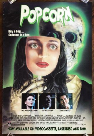 Popcorn 1991 Horror Vhs Comedy Slasher Spoof Rolled Video Poster