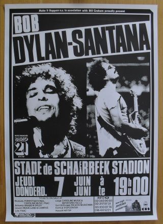 Bob Dylan Santana Concert Poster 1983