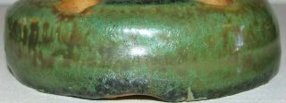 Vintage Signed Fulper Art Pottery Flower Frog Oxidized Green Lg 11 Hole 4