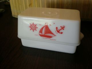 Vintage Mckee Glass Co,  Red Ships 1 Pound Butter Dish