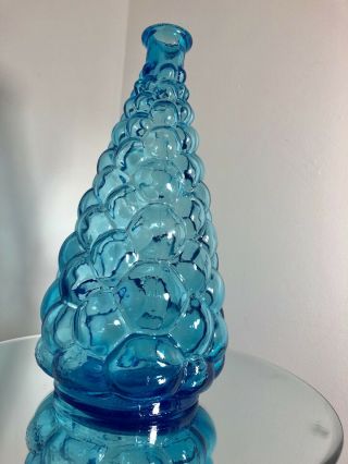 Vintage Retro Genie Bottle Decanter Bubble Empoli Italian Art Glass 1960s 8