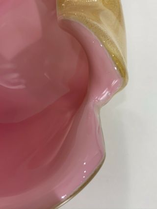 Vintage Murano Barbini Pink & Gold Dish Bowl 6
