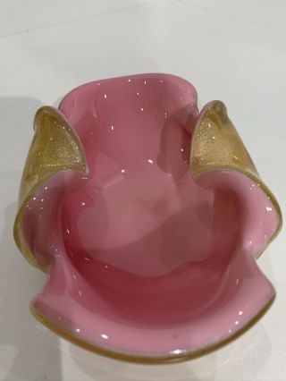 Vintage Murano Barbini Pink & Gold Dish Bowl 8